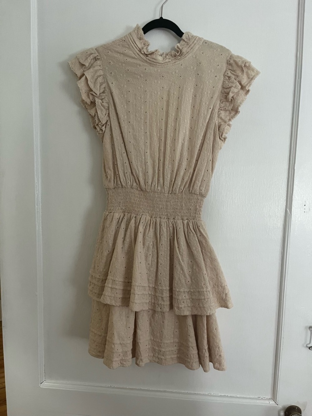 Cleobella Beige Eyelet Ruffle Tiered Dress